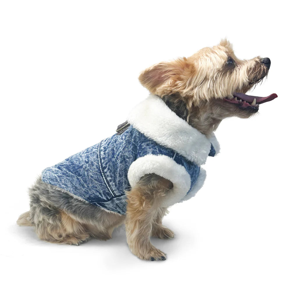 Furry Runner Coat Denim