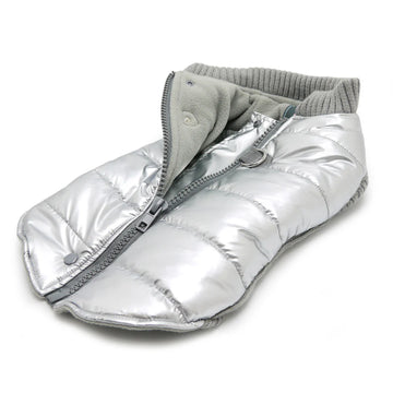 Metallic Silver Padded Dog Coat ✨